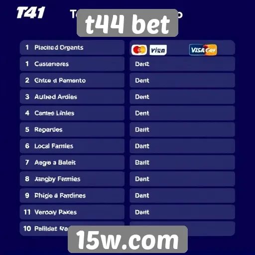 Métodos de pagamento disponíveis no T44 Bet